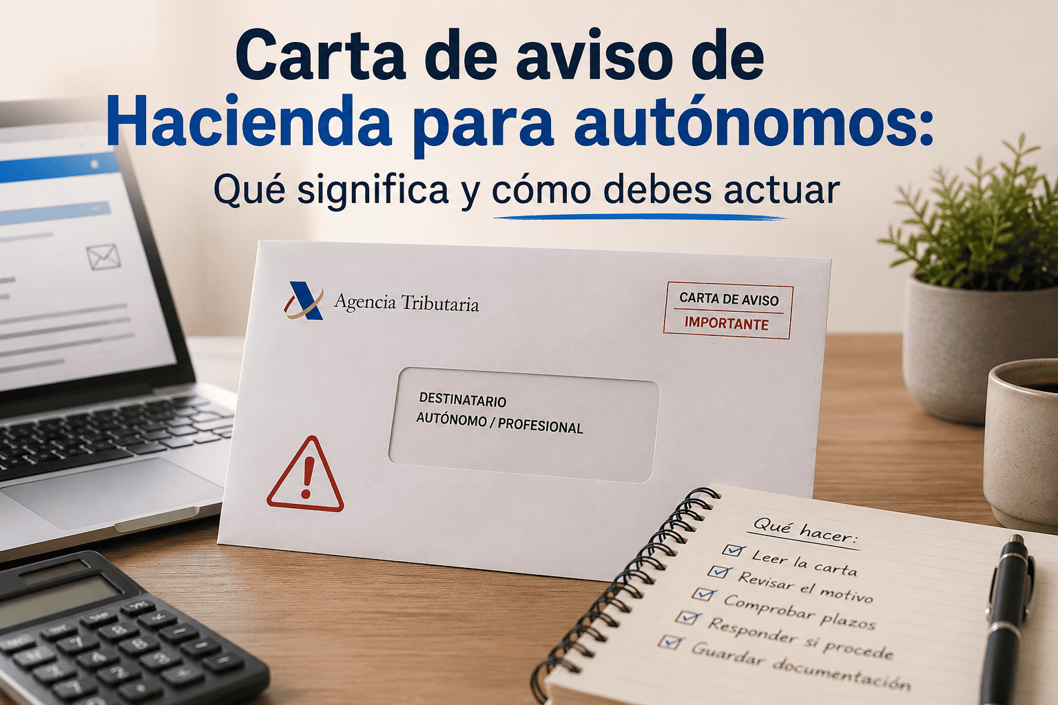 Carta aviso Hacienda autónomos