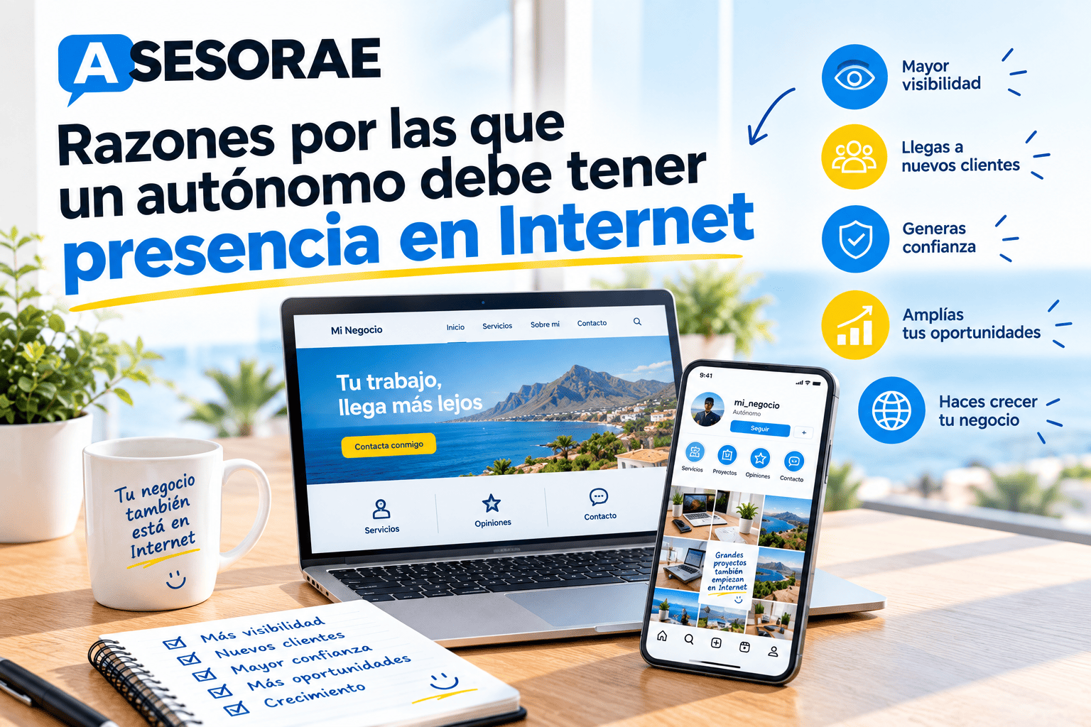 Razones autónomo presencia Internet